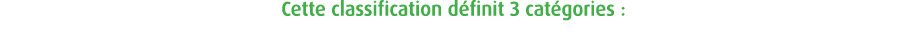 Cette classification d finit 3 cat gories : 