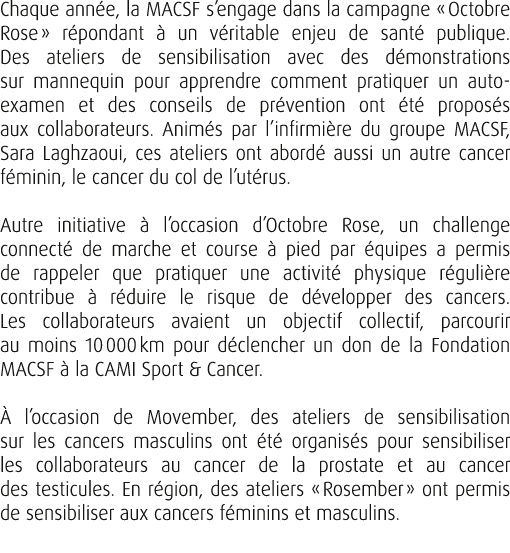 Chaque ann e, la MACSF s’engage dans la campagne « Octobre Rose » r pondant  un v ritable enjeu de sant  publique. D...