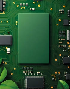 Captivating top view of a vibrant green computer circuit board, highlighting intricate details and textures in a modern documentary photography style for editorial use. --ar 9:16 --style raw --profile wio6jg9 --stylize 750 --v 6.1 Job ID: 6a24ab38-624d-439f-bfbc-e100860c771b