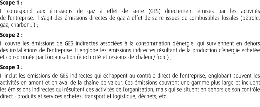 Scope 1 : Il correspond aux missions de gaz   effet de serre (GES) directement  mises par les activit s de l’entrepr...