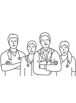 Représentation de 4 professionnels de santé - MACSF
