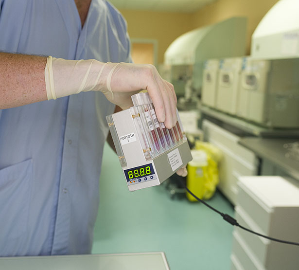 Un technicien de laboratoire manipule des éprouvettes - MACSF