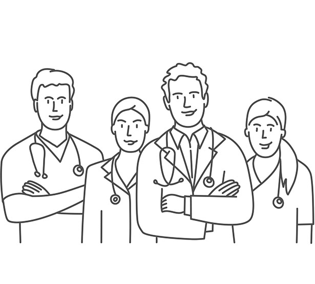 Représentation de 4 professionnels de santé - MACSF