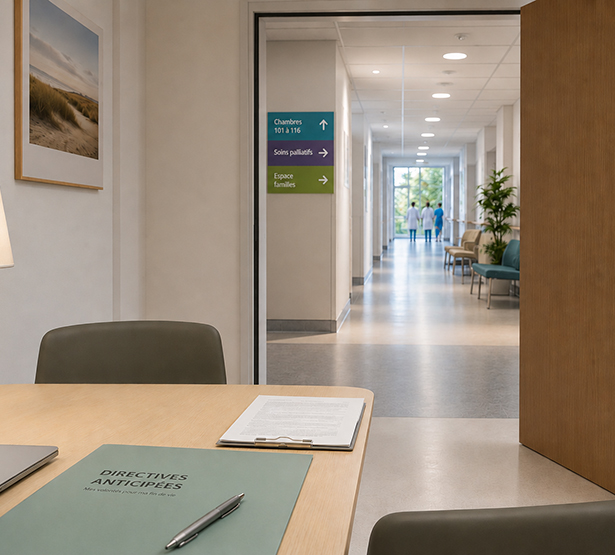 Un bureau qui s'ouvre sur un couloir d'hôpital - MACSF
