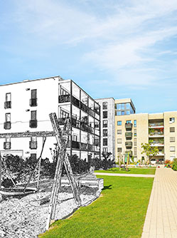 Intégration d'un croquis d'urbanisme dans un quartier résidentiel - MACSF